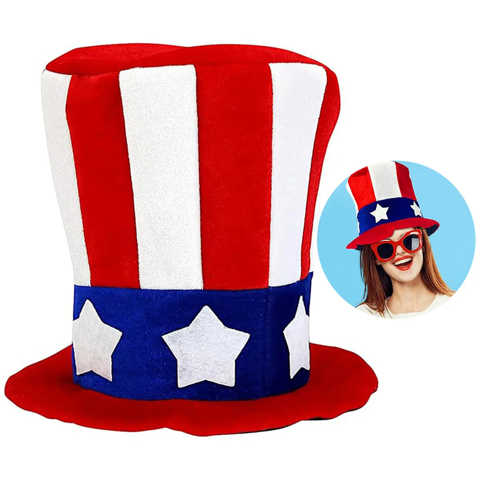 Independence Day Decorative Hat Red White Blue American Flag Hat Uncle Sam Cosplay Hat 2025 Festival Party Decoration Props