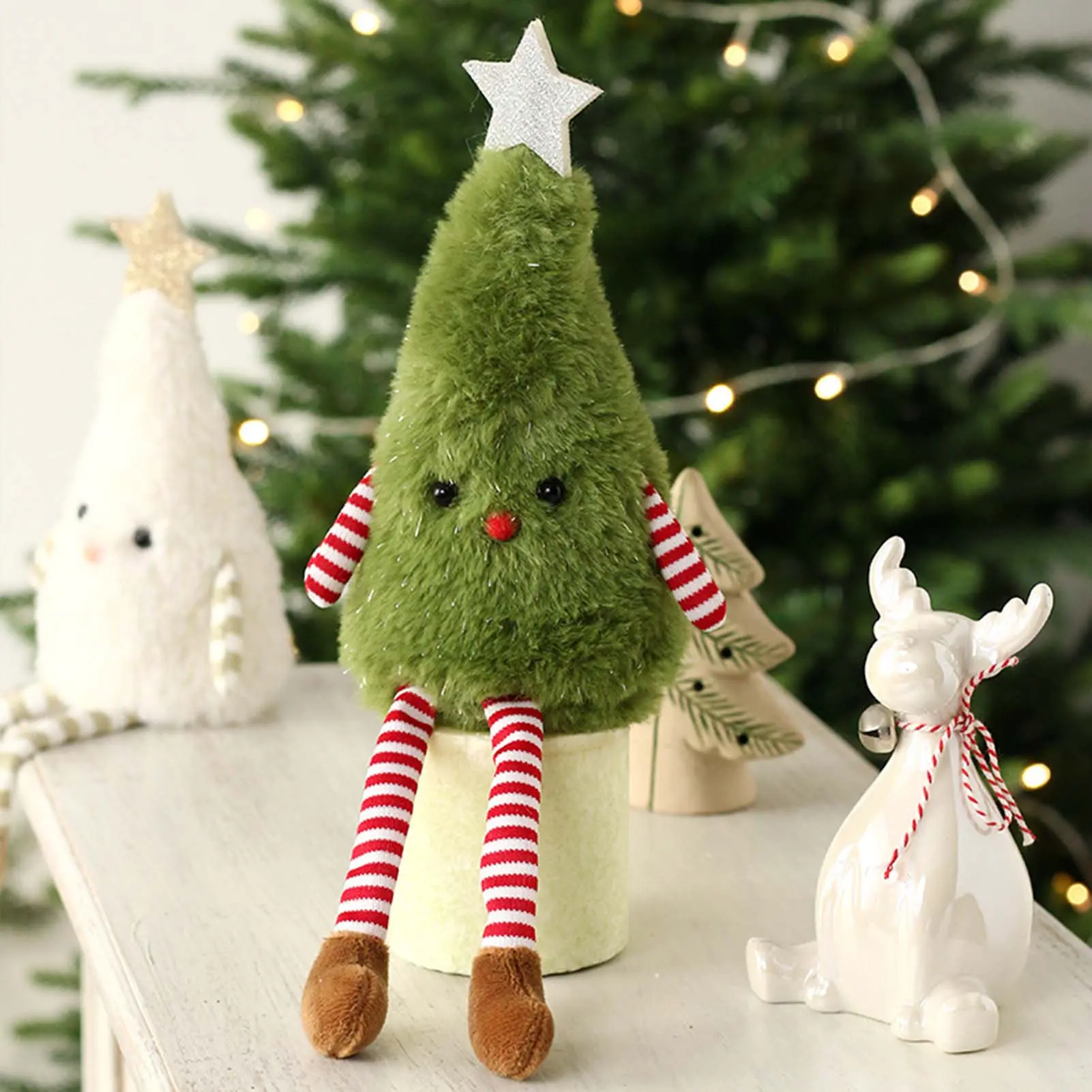 2025 Christmas Tree Decoration Pendant Cute Plush Christmas Tree Doll For Teapoy Cabinet Sofa Decor Home Party Decoration Gifts