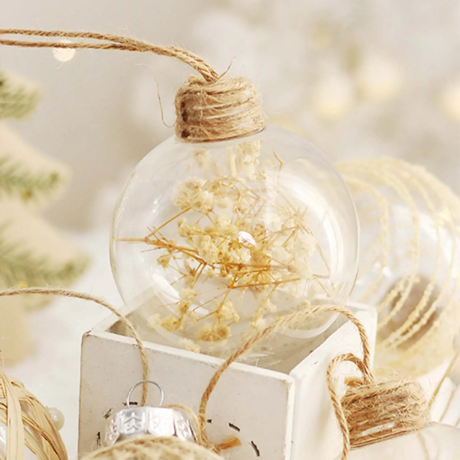 6pcs Glitter Ball Pendant Transparent Plastic Ball Hanging For Wedding Party Graduation Ceremony Decor Christmas Decoration Prop