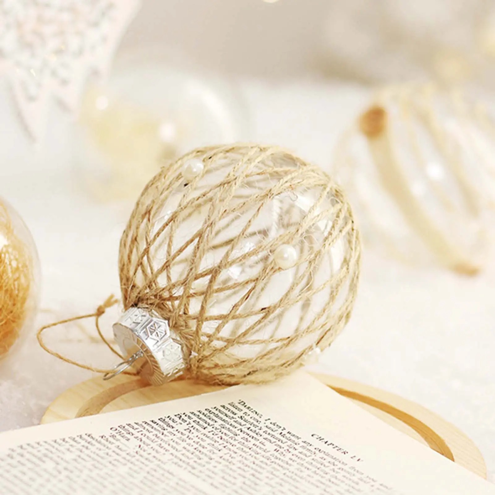 6pcs Glitter Ball Pendant Transparent Plastic Ball Hanging For Wedding Party Graduation Ceremony Decor Christmas Decoration Prop