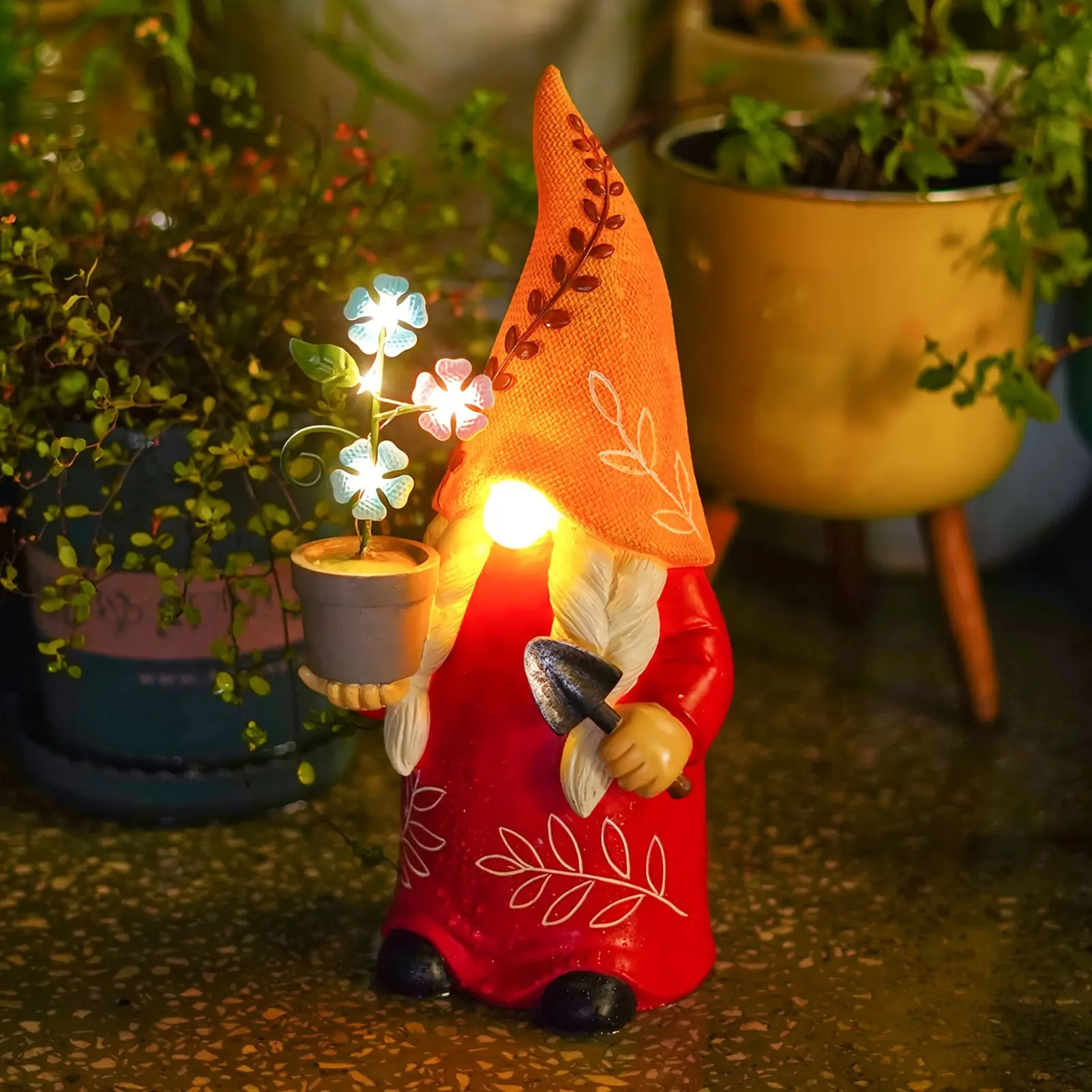 Cute Courtyard Decoration Ornament Cartoon Luminous Resin Dwarf Ornament For Garden Courtyard Greenhouse Home Decoration Light