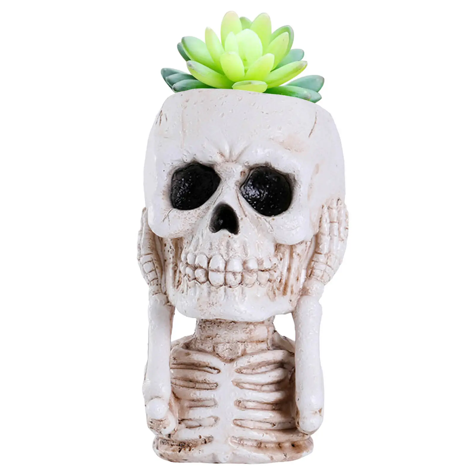 Home Decoration Flowerpot Creative Thrilling Skull Head Design Flower Pot Ornament Plant Resin Flowerpot Halloween Decor Vase