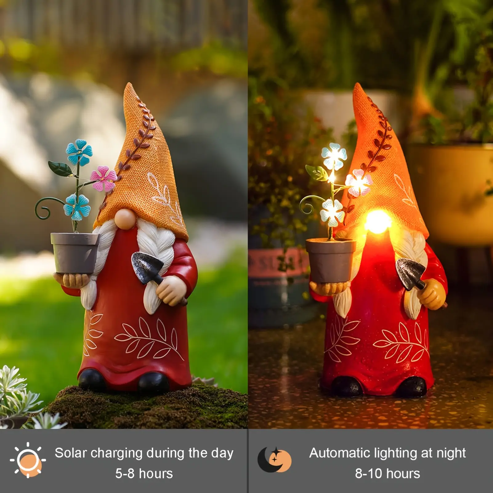 Cute Courtyard Decoration Ornament Cartoon Luminous Resin Dwarf Ornament For Garden Courtyard Greenhouse Home Decoration Light