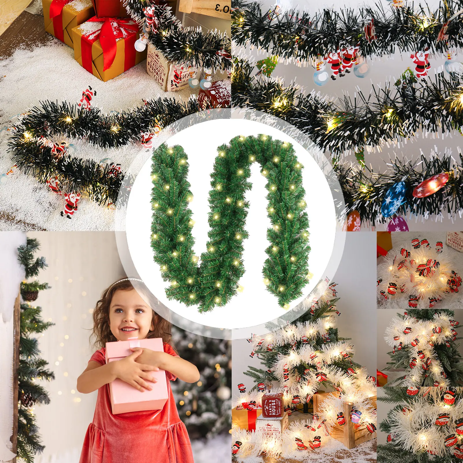 2.7m Decoration Vine Simulated Green Plant Rattan For Christmas Navidad New Year Party Decor Indoor Outdoor Decoration Props