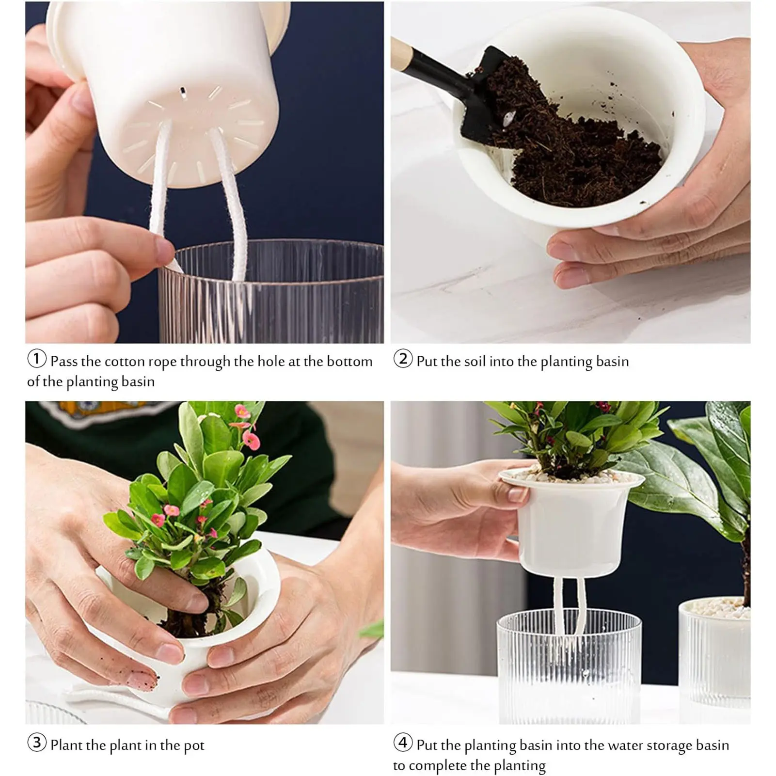 10/15cm Plant Pot Self Absorbing Transparent Plastic Flowerpot For Succulent Plant Basimusmonstera Deliciosa Gardening Supplies