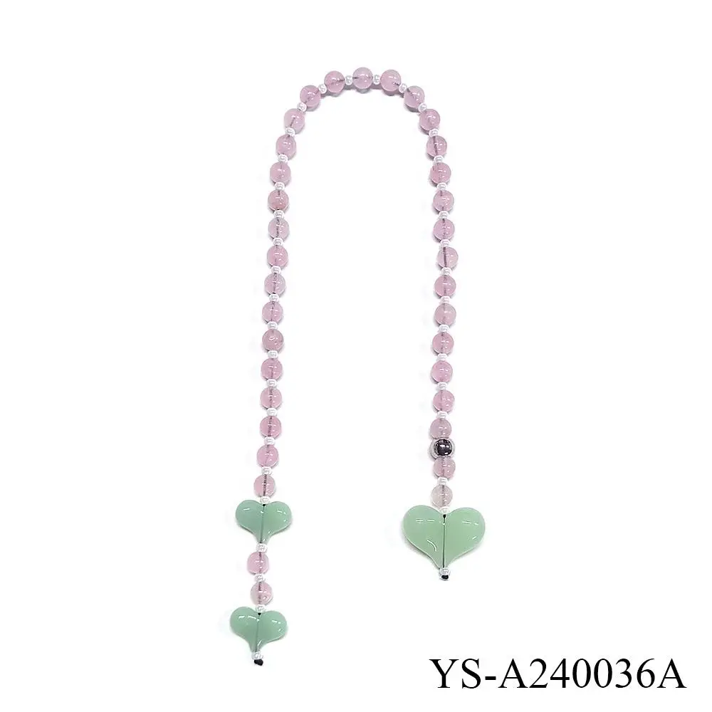 Y2k Love Bead Hanging Chain Bag Charm Women Accesories Red Love Heart Bags Charms Colorful Beads Chain Fashion Lady Jewelry