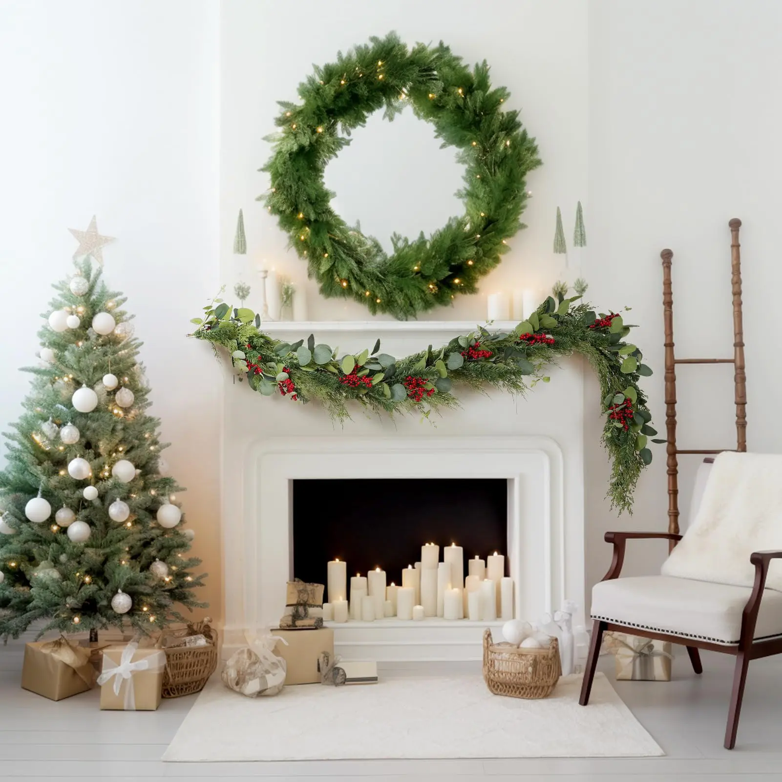 1.9m Christmas Decoration Vine Encrypt Simulation Pine Needles Rattan DIY Flower Garland Pine Branch Festival Decoration Props