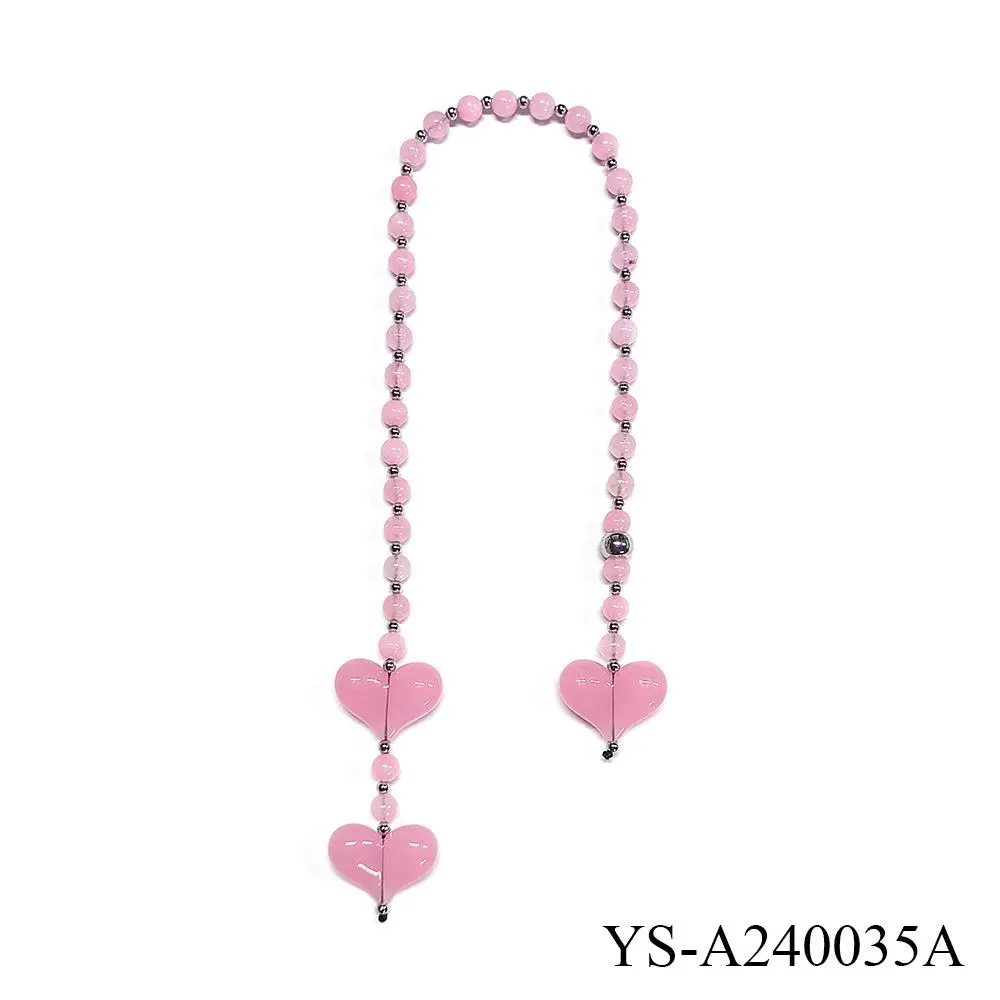 Y2k Love Bead Hanging Chain Bag Charm Women Accesories Red Love Heart Bags Charms Colorful Beads Chain Fashion Lady Jewelry