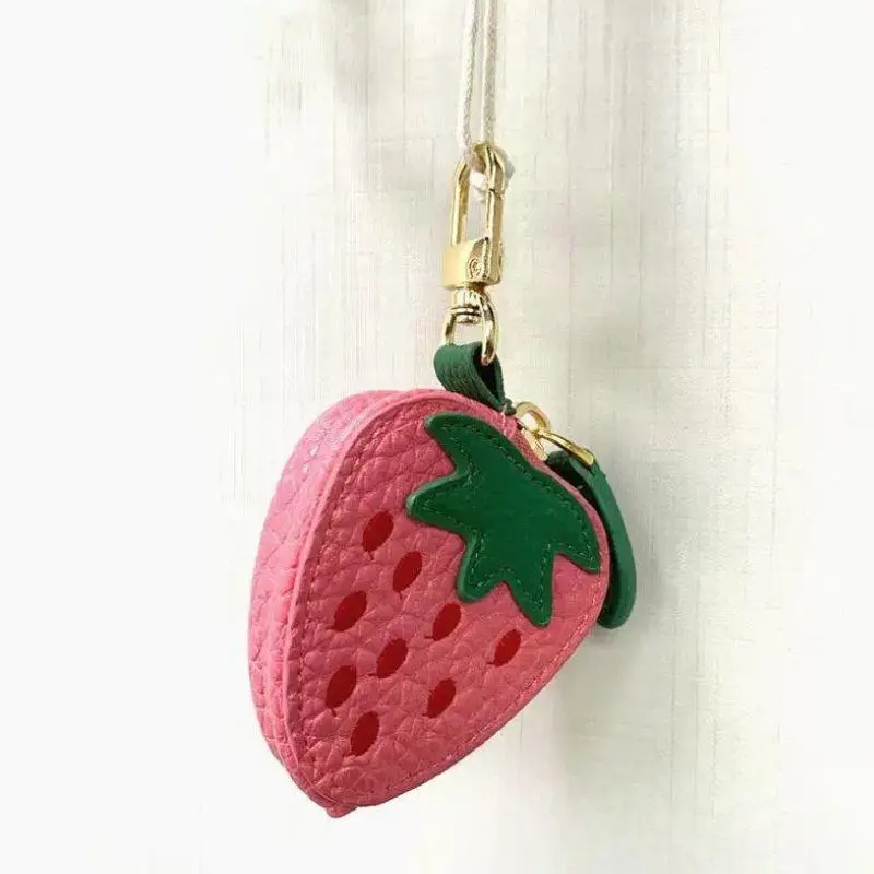New PU Strawberry Fruit Coin Purse Bag Pendant Cute Yellow Lemon Bag Charms Mini Pouch Wallet Key Chain Backpack Ornaments