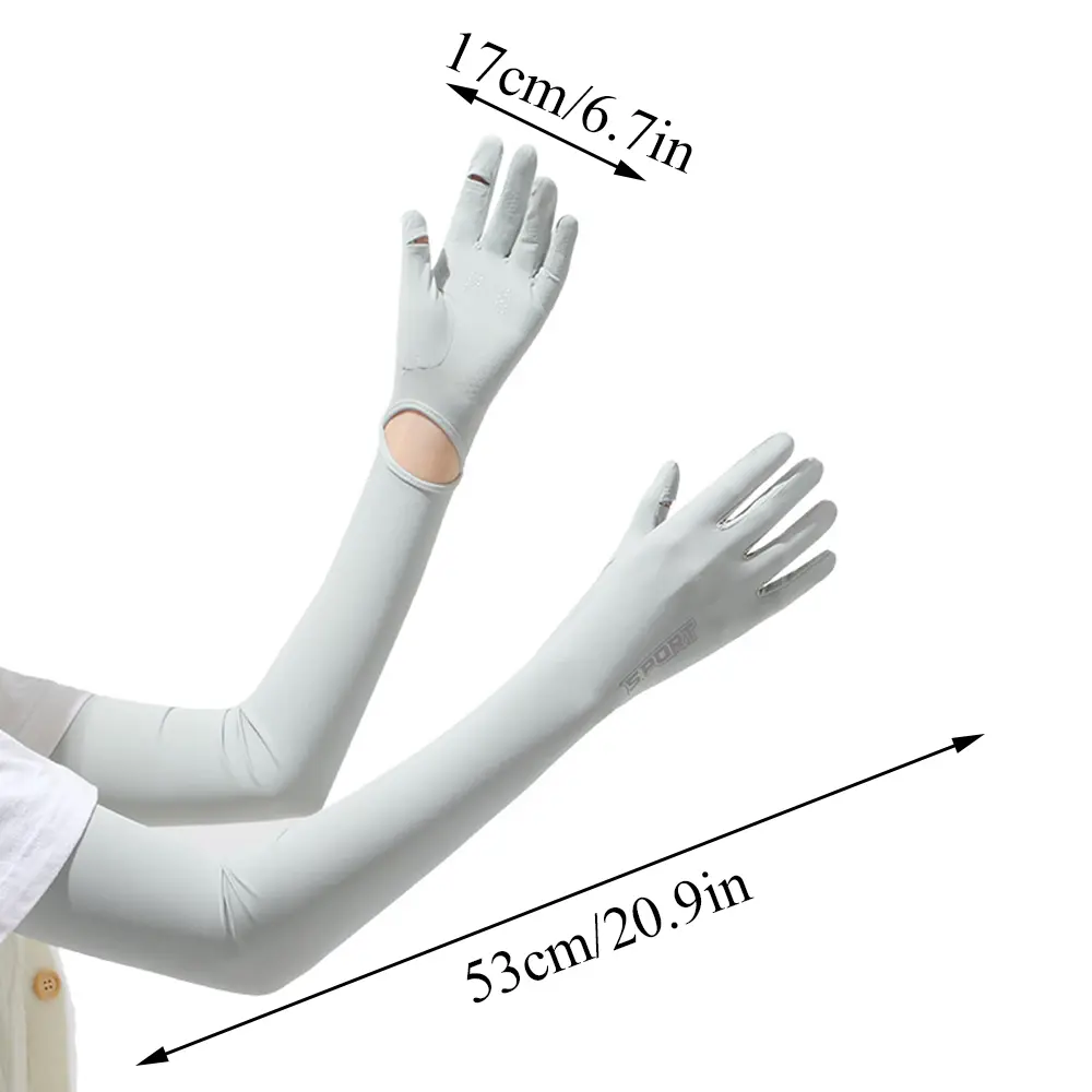Ice Silk Sunscreen Sleeve Women's Long Gloves Driving Arm Guard Sleeve Anti-UV Thin Summer Sports Cycling Loose Non-slip Sleeve