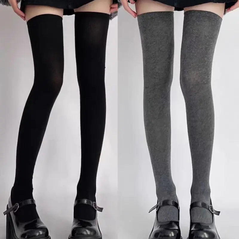 Autumn And Winter Stockings Women Thigh High Over The Knee Socks Extra Long Cotton Stockings Solid Japanese Leg Warmer Hosiery