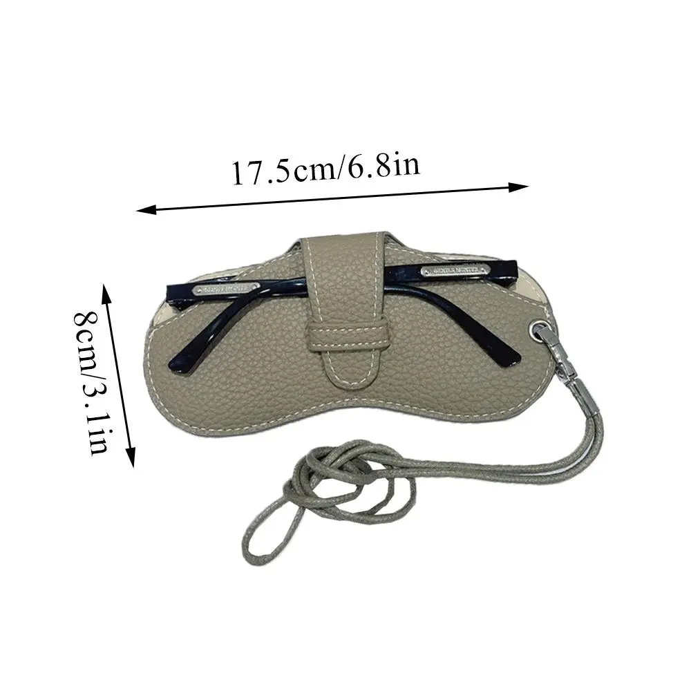 Portable Hanging Neck Glasses Bag PU Leather Sunglasses Storage Bag Anti-stress Glasses Protective Cover Eyewear Accessories