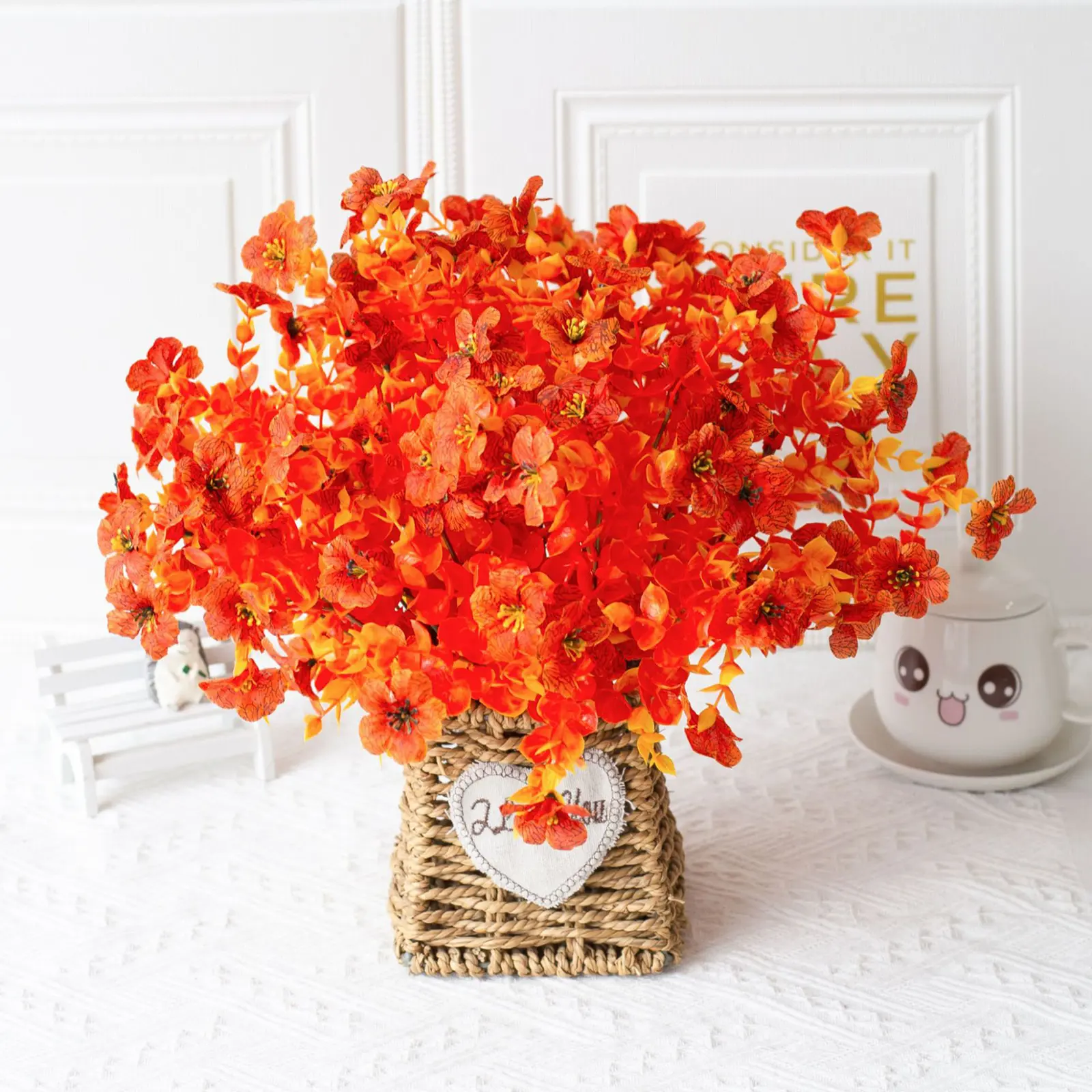 1pc Artificial Simulated Plant Eucalyptus Violet Fir Leaf Branch Decorative Ornament Garden Plastic Simulation Flower Decoration