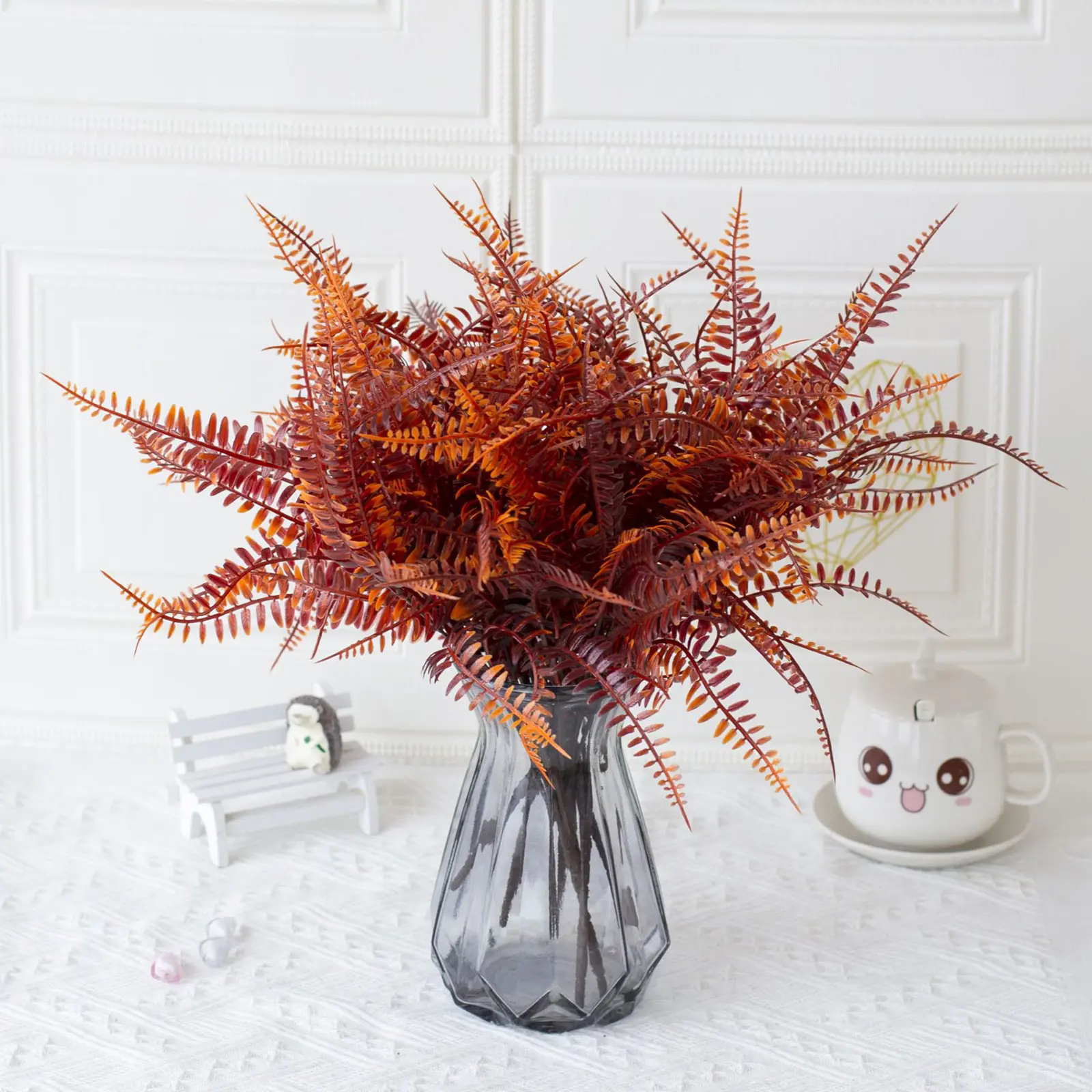 1pc Artificial Simulated Plant Eucalyptus Violet Fir Leaf Branch Decorative Ornament Garden Plastic Simulation Flower Decoration