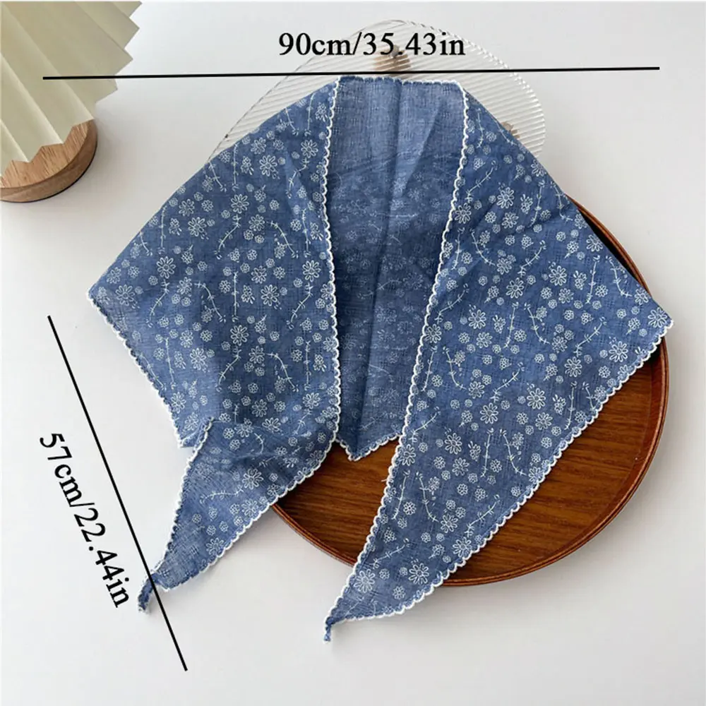 Small Flower Triangle Scarf Women Cotton Linen Scarves All-match Decorative Shawl Korean Version Shawl for Ladies Neckerchief