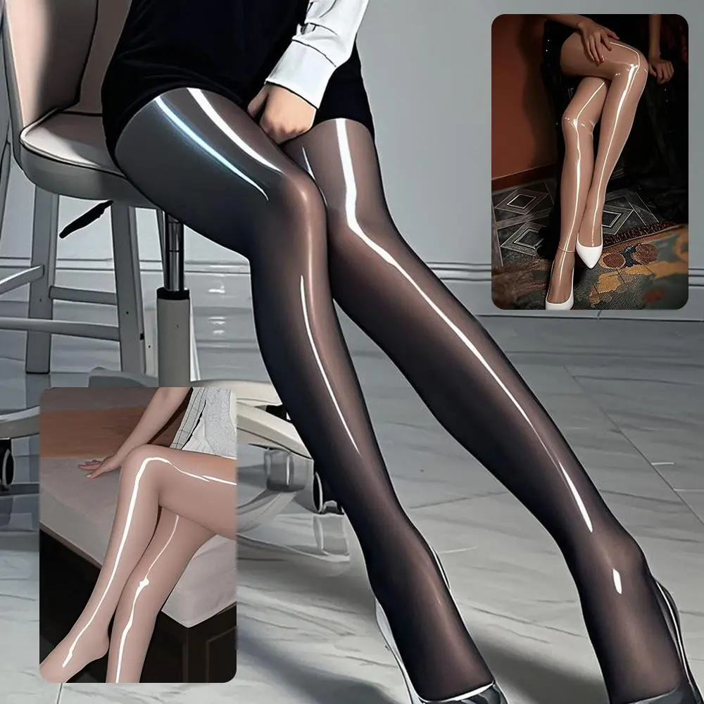 Women's Stockings Oil Shiny Pantyhose Polyester Fiber Shiny Sexy Couple Erotic Bright Color Erotic Lingerie Dating Cosplay