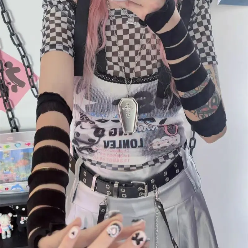 Cosplay Black White Bandages Arm Sleeves Girl Arm Cover Lolita Cosplay Gloves Korean Oversleeve Dress Up Fingerless Gloves Y2K