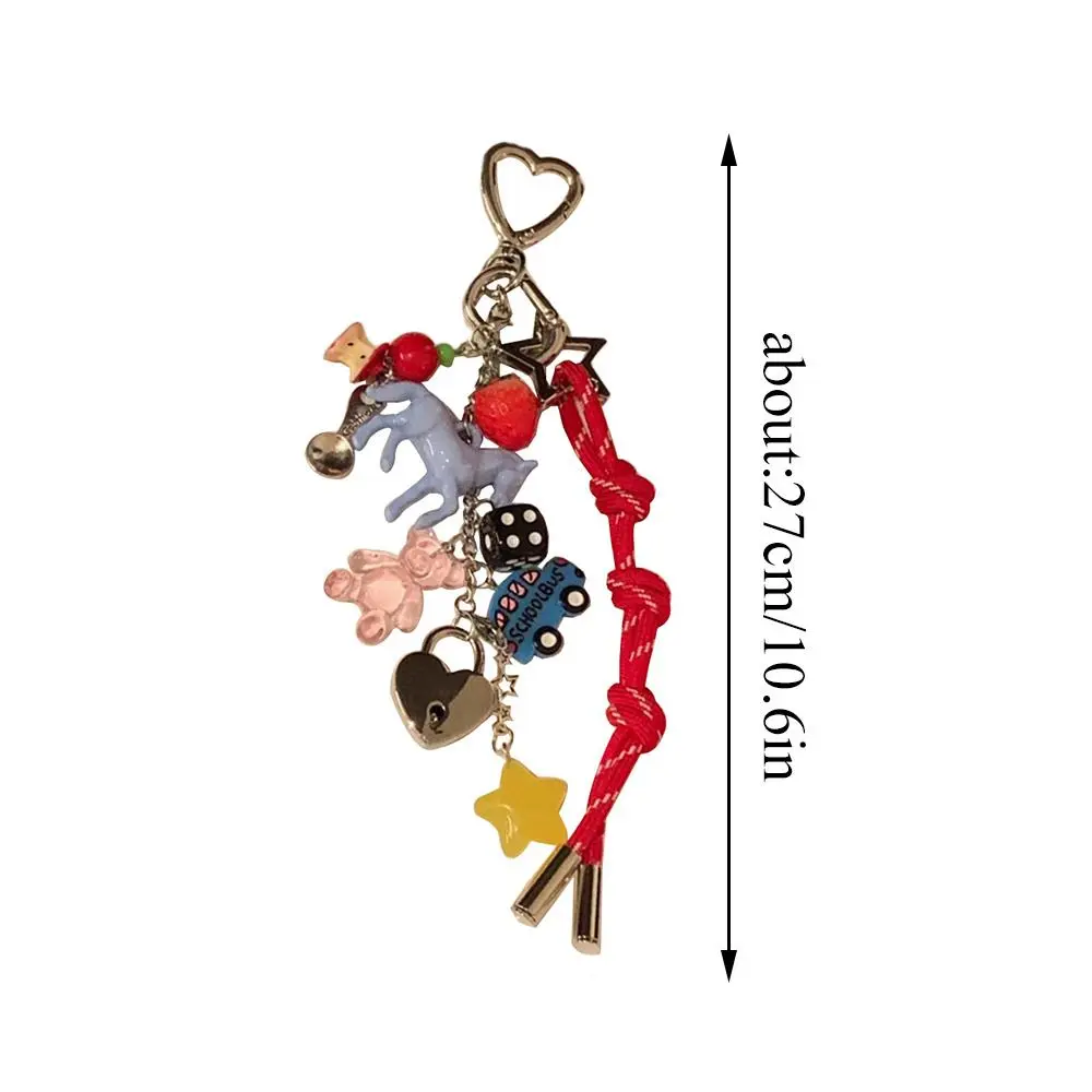 Woven Rope Keychain Phone Charm Colorful Lanyard Bag Pendant Decor Anti-lost Keychain Lanyard Small Fresh Key Chain Accessories