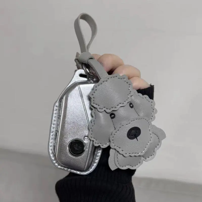 Handmade PU Leather Teddy Dog Keychain Bag Pendant Cartoon Car Keyring Hanging Ornament Multi-color Bag Charm DIY Accessories