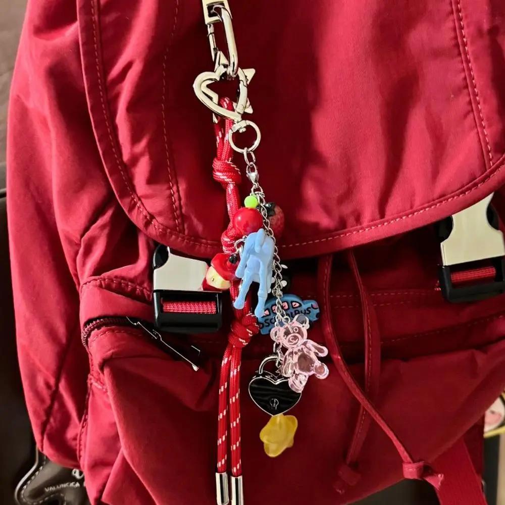 Woven Rope Keychain Phone Charm Colorful Lanyard Bag Pendant Decor Anti-lost Keychain Lanyard Small Fresh Key Chain Accessories