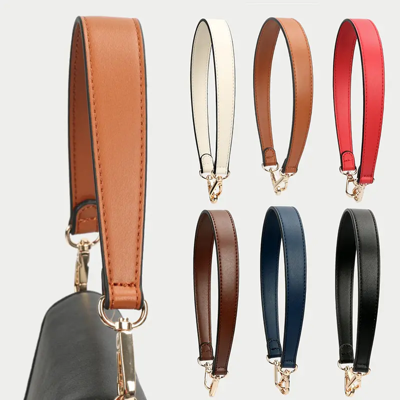 100% Genuine Leather Bag Strap handles for women's bags Golden Buckle Replacement Bag Belt Short Shoulder Belt bag accessories
