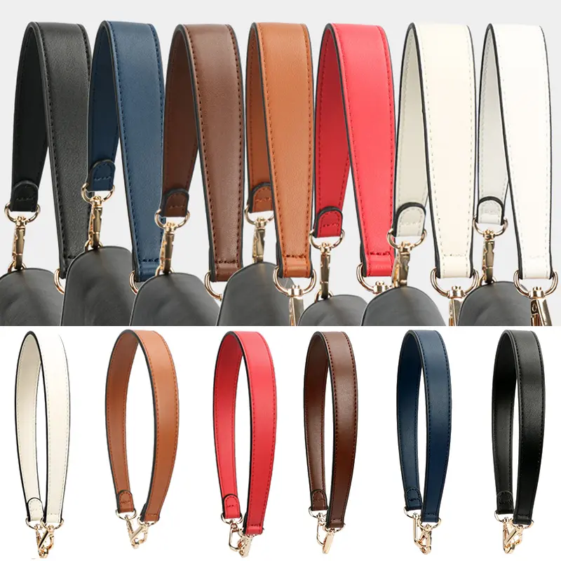 100% Genuine Leather Bag Strap handles for women's bags Golden Buckle Replacement Bag Belt Short Shoulder Belt bag accessories