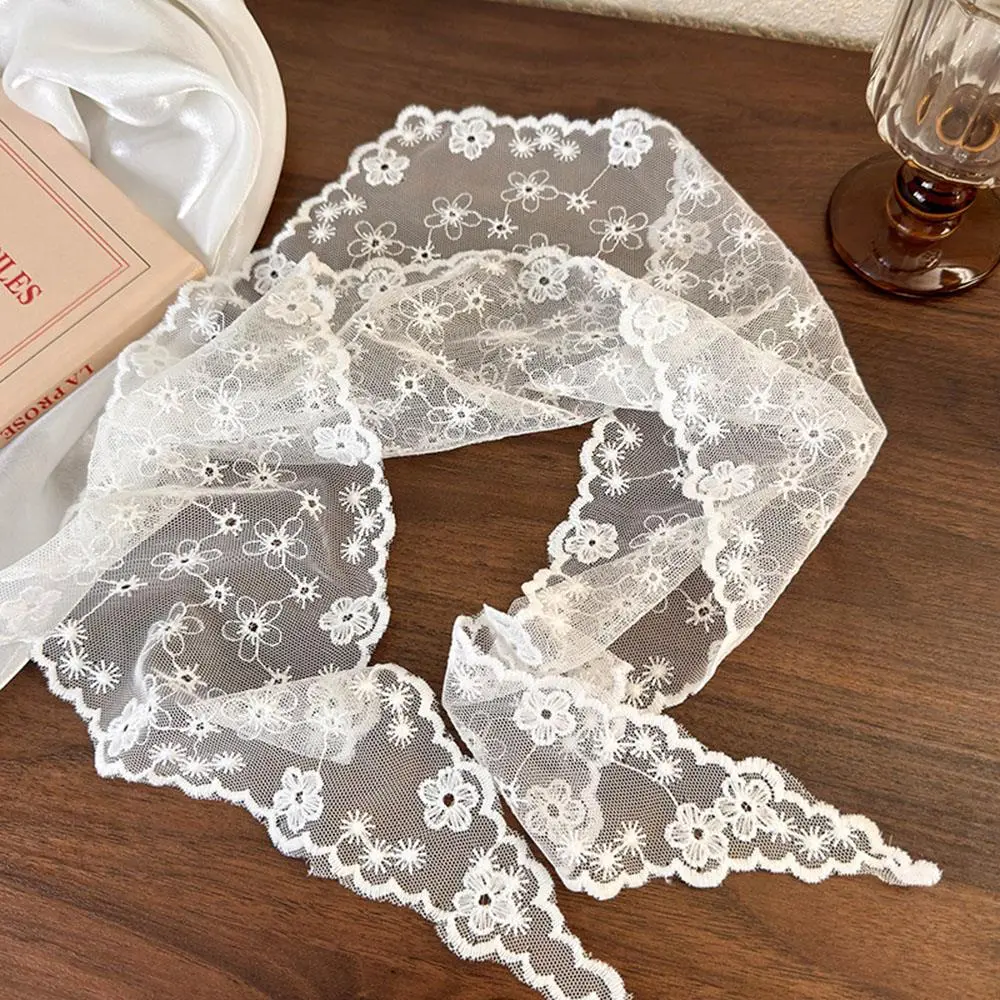 INS Lace Floral Embroidered Triangle Hair Scarf Bohemia Headscarf Sweet Kerchief Hair Accessories Women Travel Photo Headband