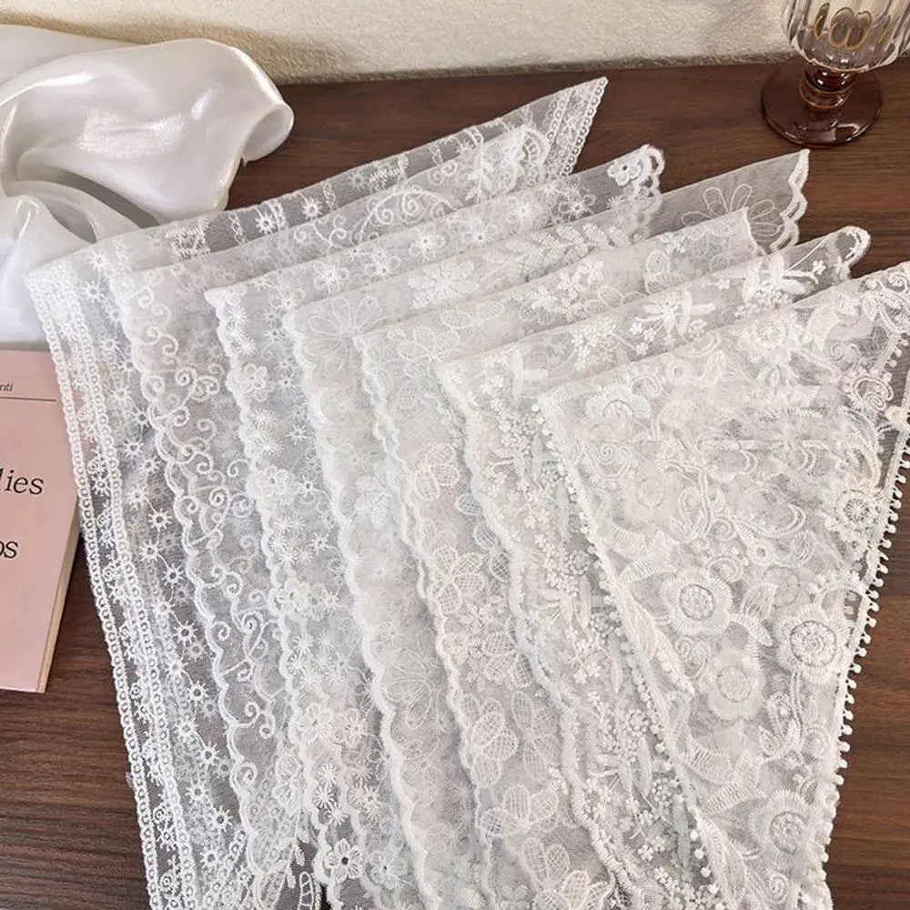 INS Lace Floral Embroidered Triangle Hair Scarf Bohemia Headscarf Sweet Kerchief Hair Accessories Women Travel Photo Headband