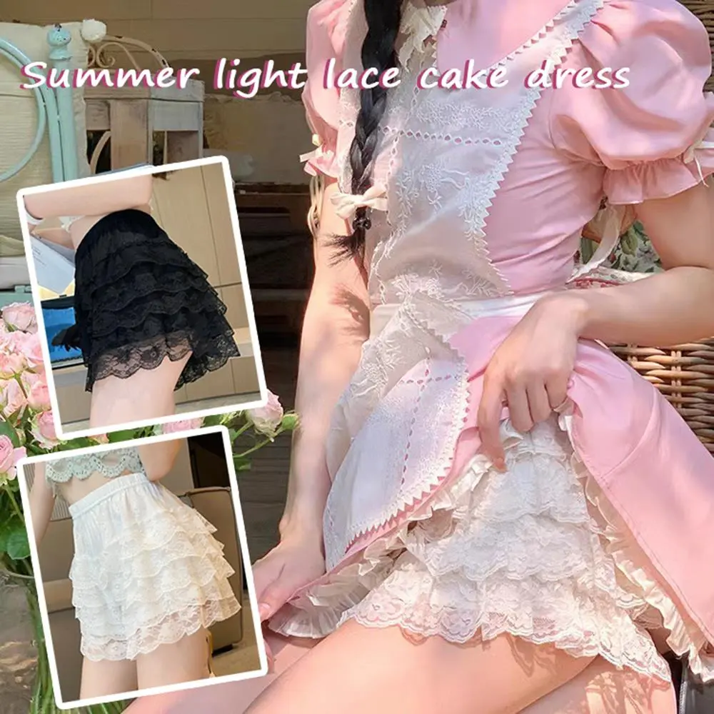 Lace Safety Pants Women Elastic Waist Home Sleep Shorts Floral Loose Bottom Summer Anti-glare Shorts Underwear Accessories