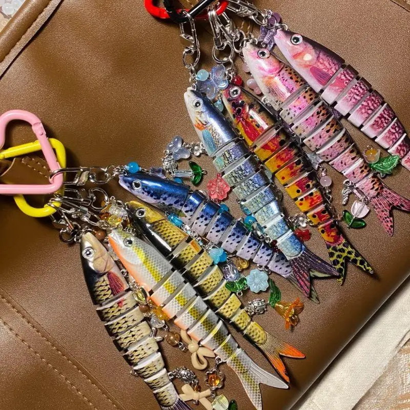 Handmade Fish Keychains Funny Fish Shape Bag Charms Cute Creative Mobile Phone Lanyard Bag Pendant Men Women Jewelry Accessories