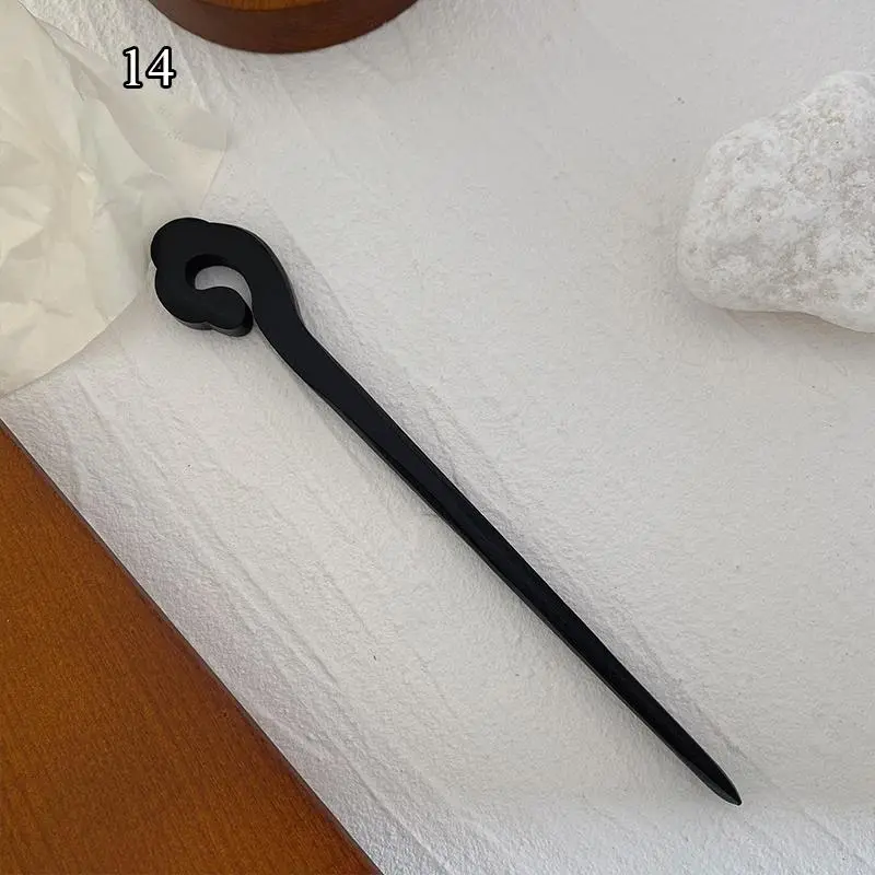 Traditional Wooden Black Hair Sticks Chinese Style Hairpins Carved Wood Hair Fork Retro Hair Sticks Handmade Headwear Hairpins