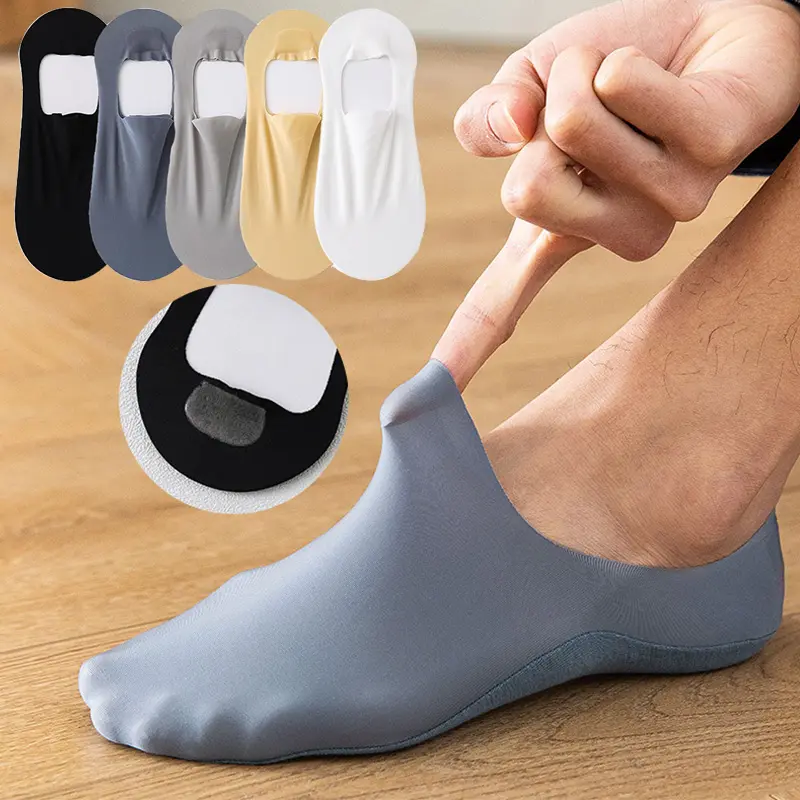 Ice Silk Socks Male Socks Hosiery Invisible Socks Boat Socks Non-slip Summer No Trace Breathable Classic Men's Socks 2023