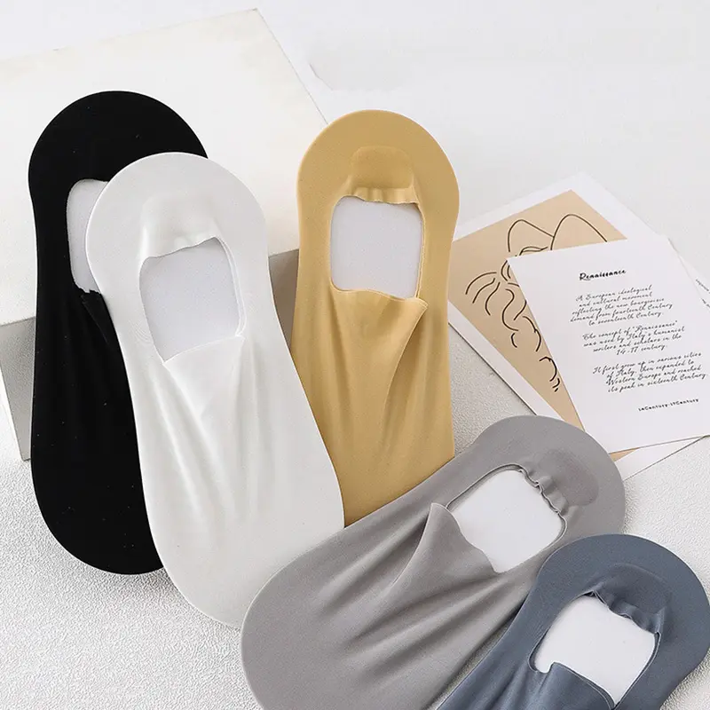 Ice Silk Socks Male Socks Hosiery Invisible Socks Boat Socks Non-slip Summer No Trace Breathable Classic Men's Socks 2023