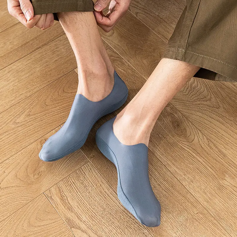 Ice Silk Socks Male Socks Hosiery Invisible Socks Boat Socks Non-slip Summer No Trace Breathable Classic Men's Socks 2023
