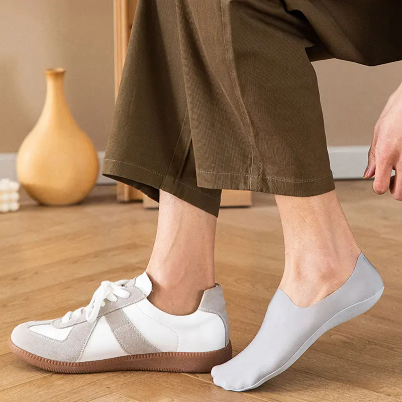 Ice Silk Socks Male Socks Hosiery Invisible Socks Boat Socks Non-slip Summer No Trace Breathable Classic Men's Socks 2023
