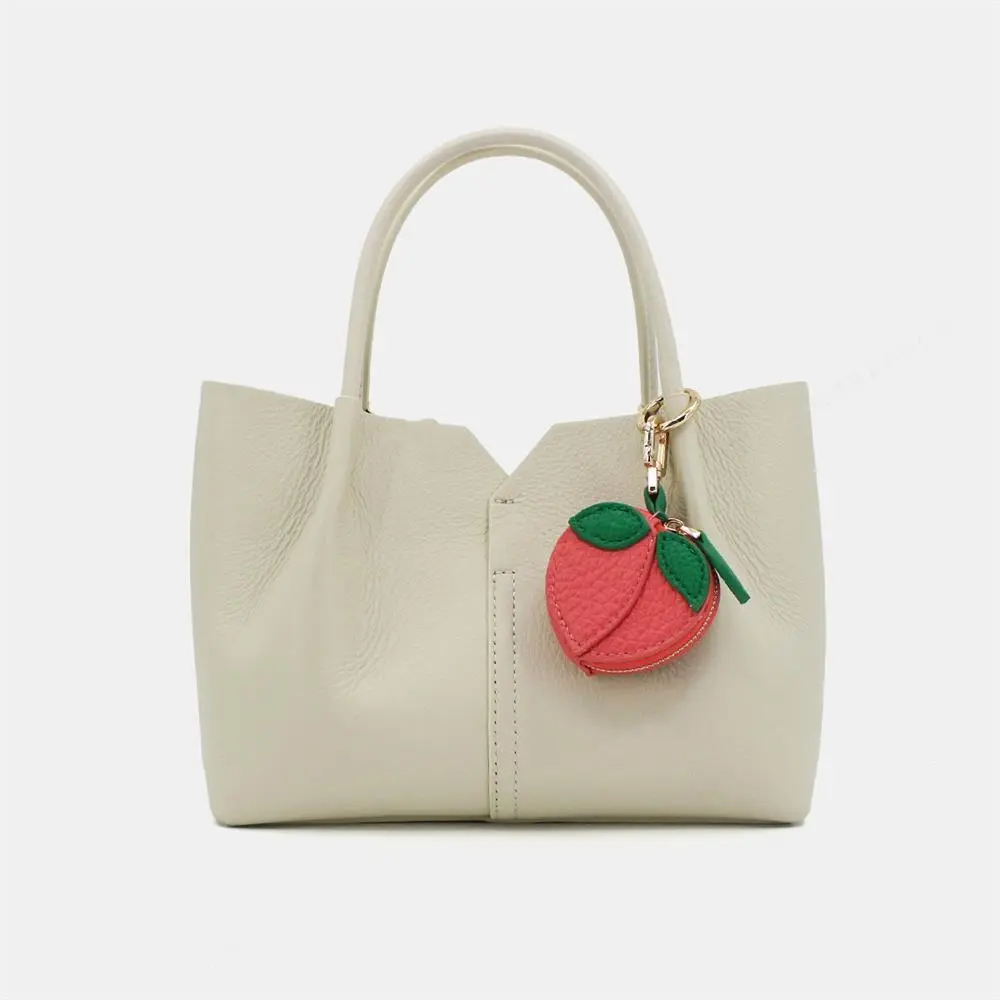 Red Apple Fruit Charm Coin Purse Cute Key Chain Mini Pouch Wallet Gift For Girl Women PU Leather Pendant Zipper Keychain