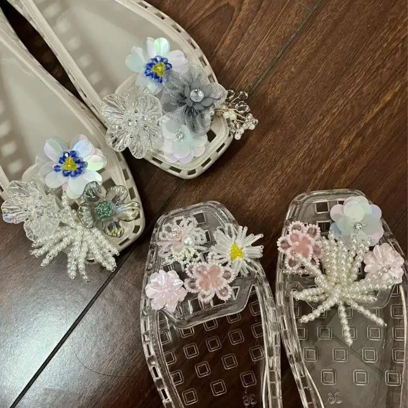 Korean Crystal Shoe Decorations Transparent Tassel Shoe Buckles Unique Design DIY Crystal Fringe Shoe Buckles For Shoes