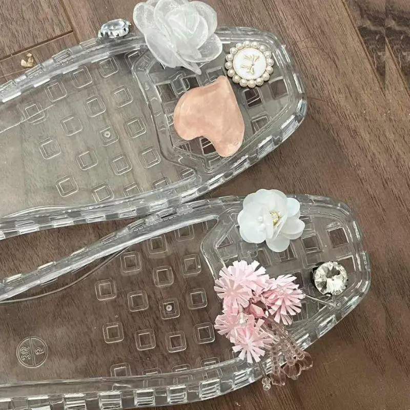 Korean Crystal Shoe Decorations Transparent Tassel Shoe Buckles Unique Design DIY Crystal Fringe Shoe Buckles For Shoes
