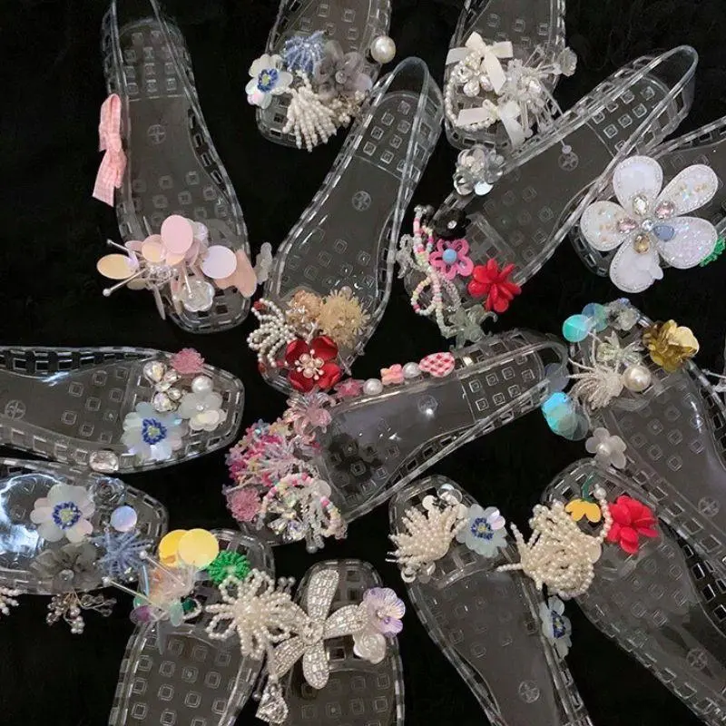 Korean Crystal Shoe Decorations Transparent Tassel Shoe Buckles Unique Design DIY Crystal Fringe Shoe Buckles For Shoes