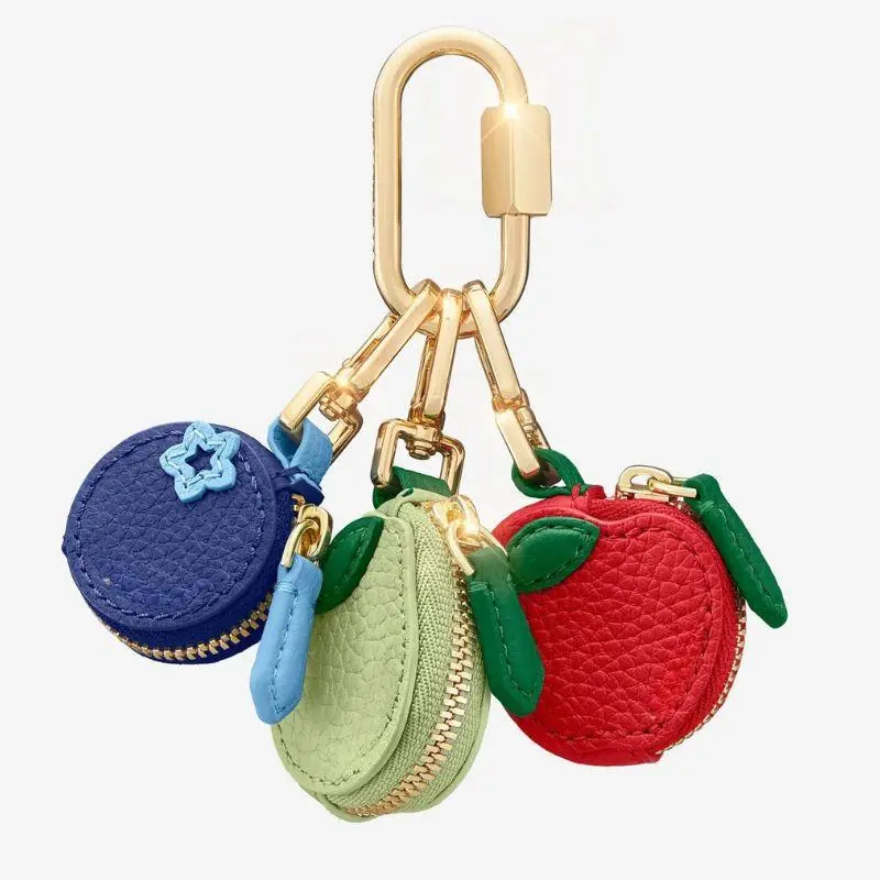 Mini Cherry Fruit Shape Coin Purse Strawberry Cute PU Leather Pendant Korean Style Keychain Earphone Bag Mini Storage Bag