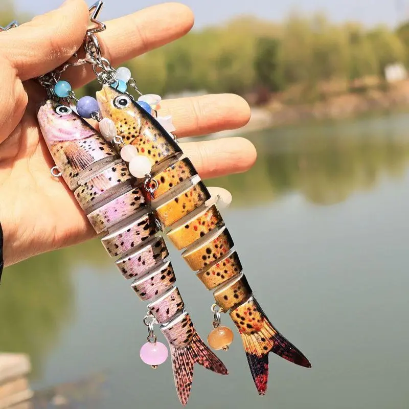 Cute Creative Fish Shape Keychains Funny Handmade Fish Bag Charms Mobile Phone Lanyard Bag Pendant Men Women Jewelry Accessories