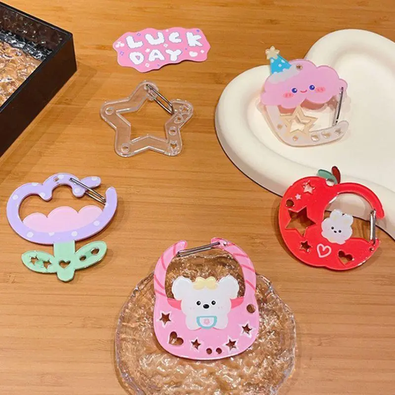 Cute Illustration Carabiner Creative Cute Big Arylic Keychain For Women Decoration Backpack Pendant Keyrings Young Girls Jewelry