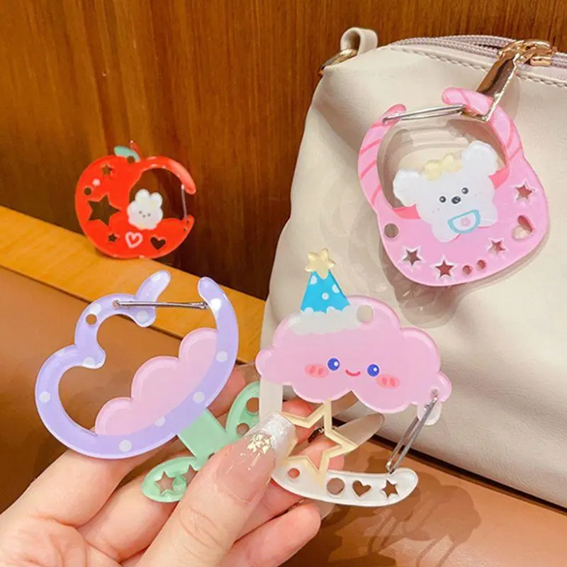 Cute Illustration Carabiner Creative Cute Big Arylic Keychain For Women Decoration Backpack Pendant Keyrings Young Girls Jewelry