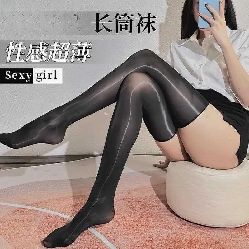 Glossy Aurora Oil Bright Socks 8D Super Transparent Thigh High Stockings Women Sexy Ultrathin Glossy Party Socks Long Tights