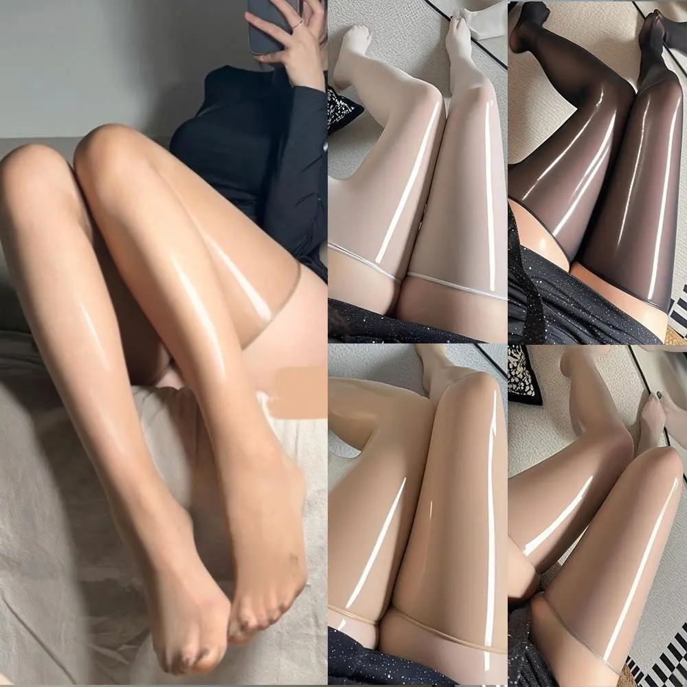 Glossy Aurora Oil Bright Socks 8D Super Transparent Thigh High Stockings Women Sexy Ultrathin Glossy Party Socks Long Tights