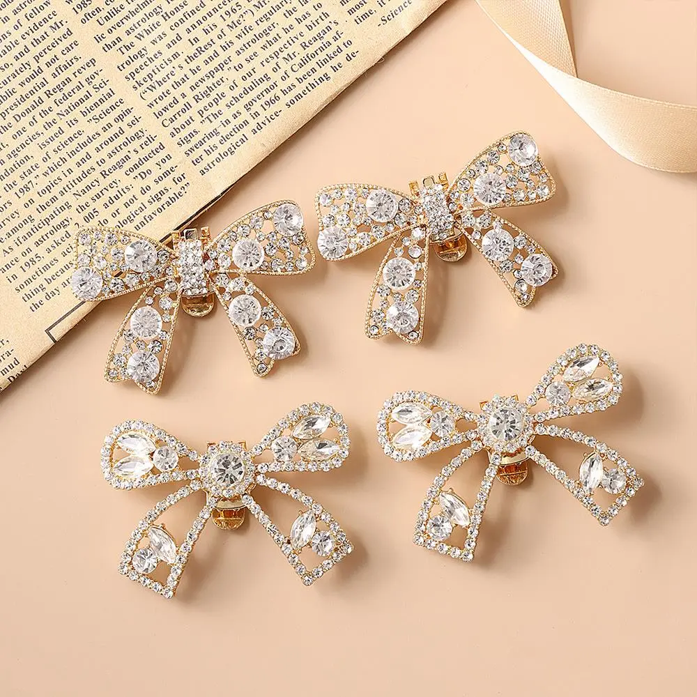1PC Diamond-encrusted Bow-knot Shoes Clip Lady High Heel Shoes Buckle DIY Rhinestones Shoe Flower Wedding Prom Shoe Clamp Decor
