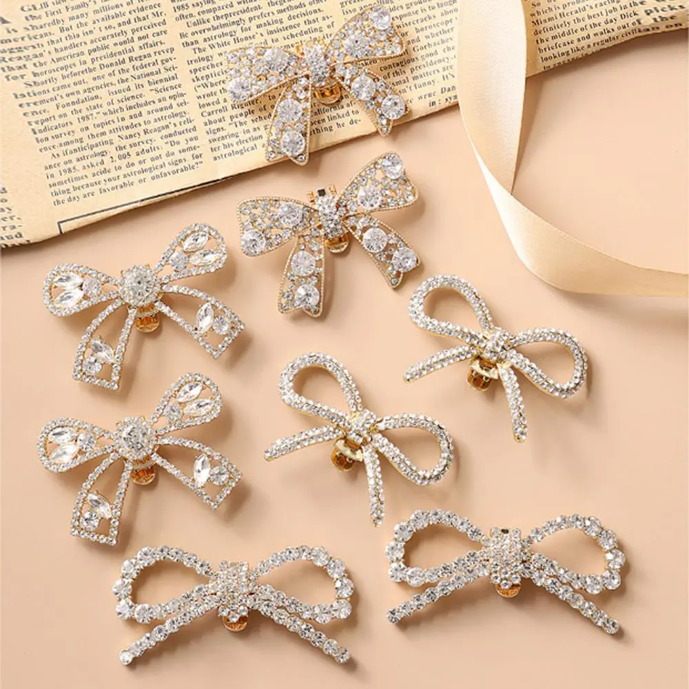 1PC Diamond-encrusted Bow-knot Shoes Clip Lady High Heel Shoes Buckle DIY Rhinestones Shoe Flower Wedding Prom Shoe Clamp Decor