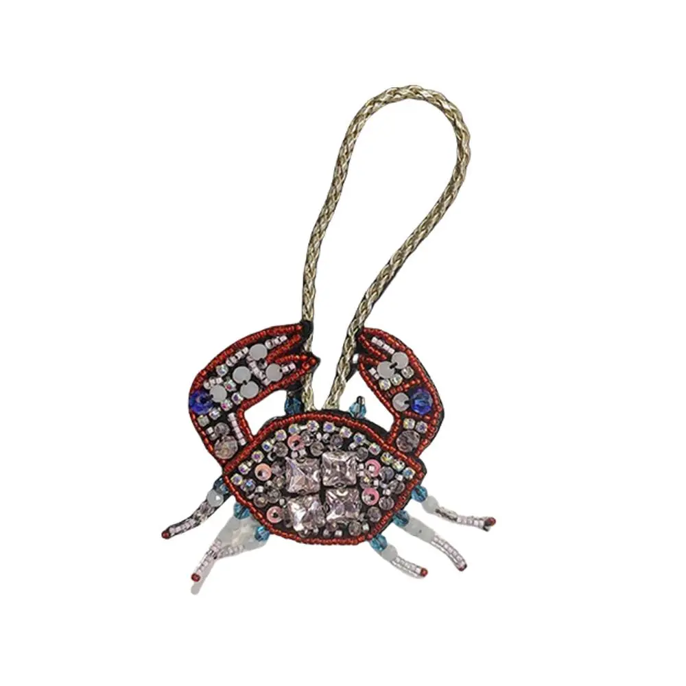 Handmade Rhinestone Lobster Beaded Pendant Pretty Hand Sewn Bag Charms Octopus Turtle Hanging Rope Patches Applique Bag Lanyard