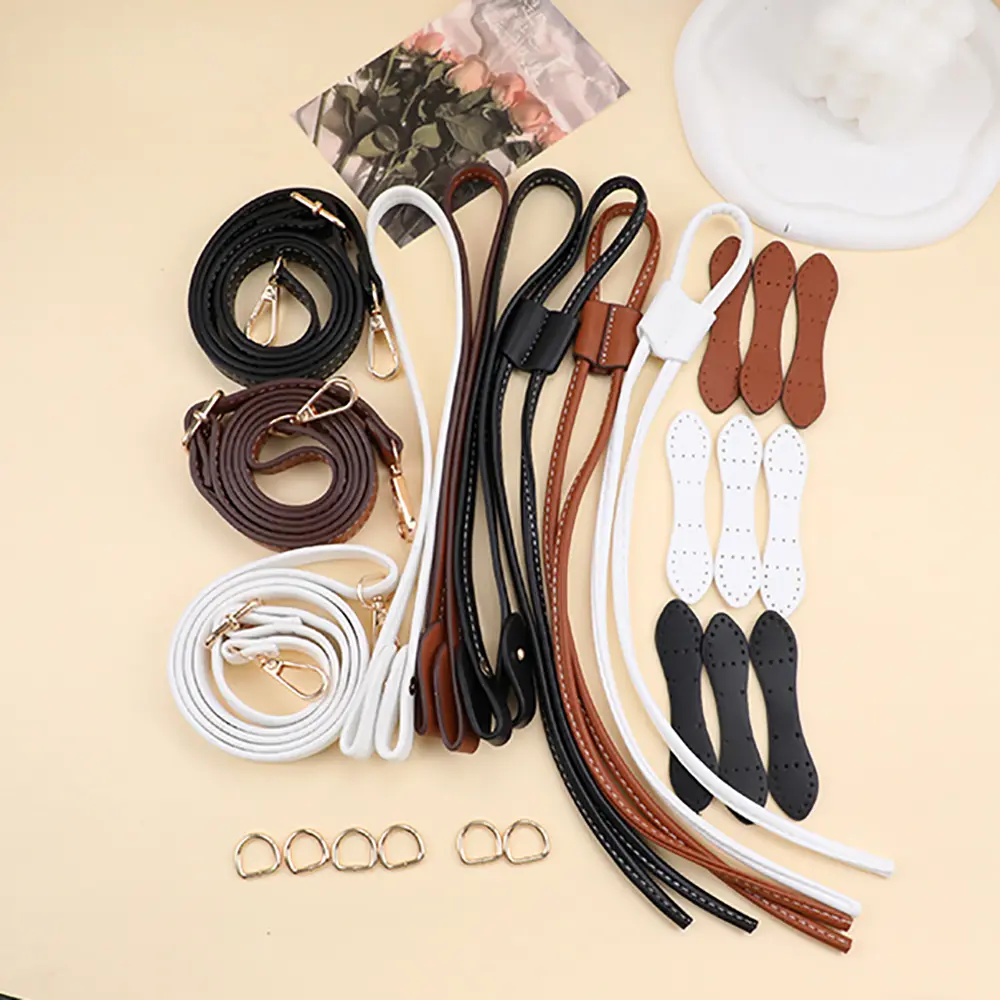 1Set DIY Handmade Handbag Shoulder Strap Drawstring Woven Bag Set Bucket Bag Leather With Bag Belt Bag For Backpack Parts
