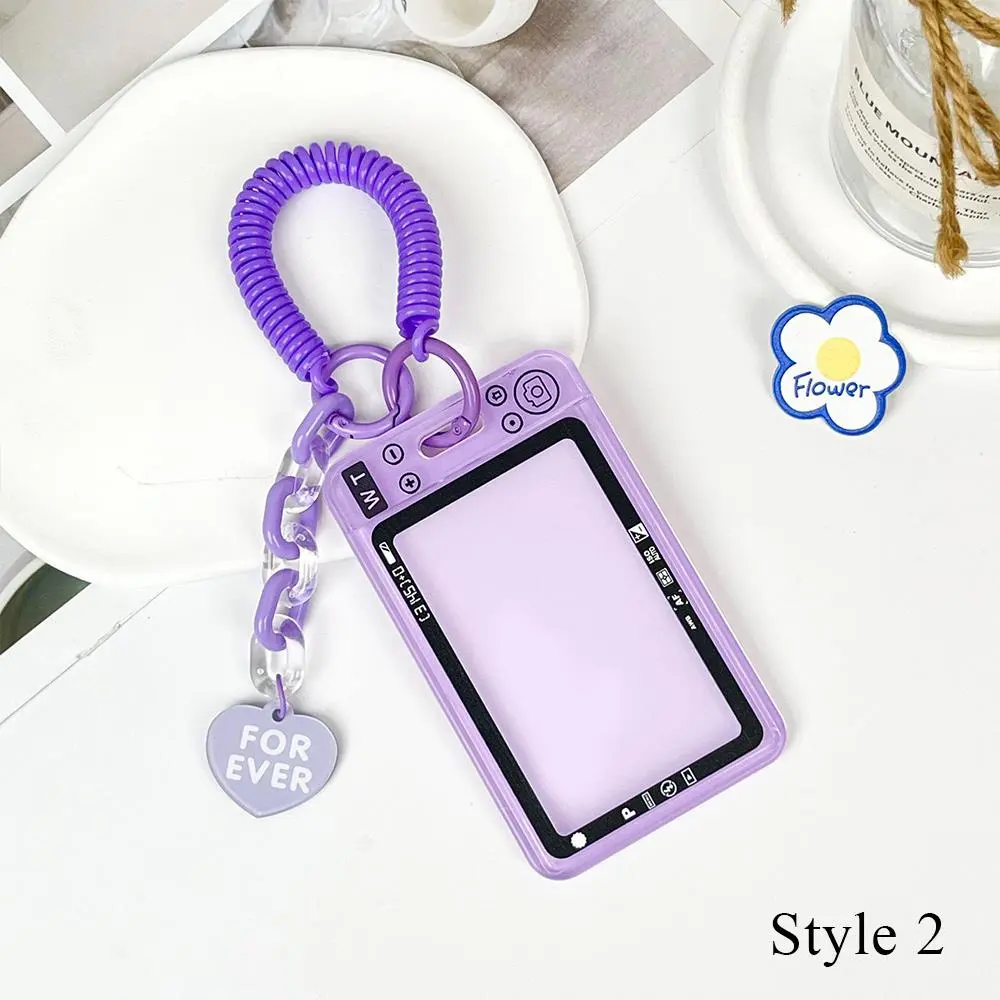 Acrylic Photocard Holder INS Transparent Photo Card Holder with Keychain Plug-in Idol Student ID Card Bus Card Protective Case